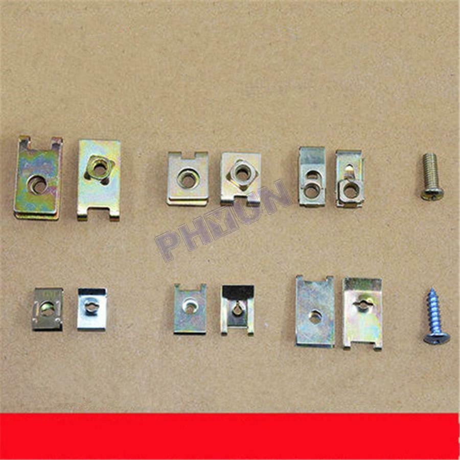 100x Mixed Fasteners Screws U Type Clips Car Panel Fender Repair Accessories