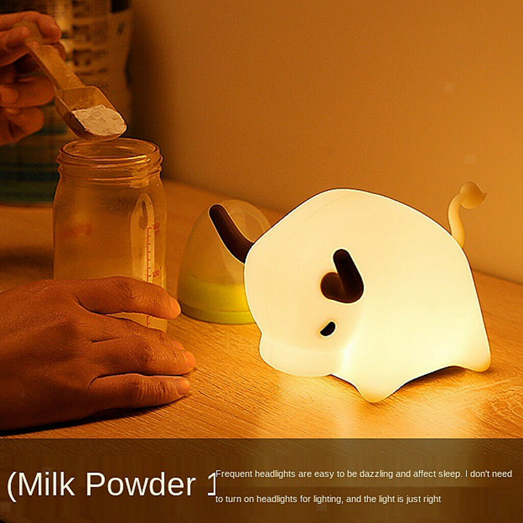 USB Silicone Cow LED Night Lights Soft Baby Nursery Lamp Stepless Dimming