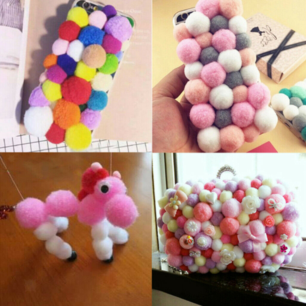 50PackS Glitter TINSEL Pompom POM POMS BALLS Handmade Crafts Cat Toys 3.5cm