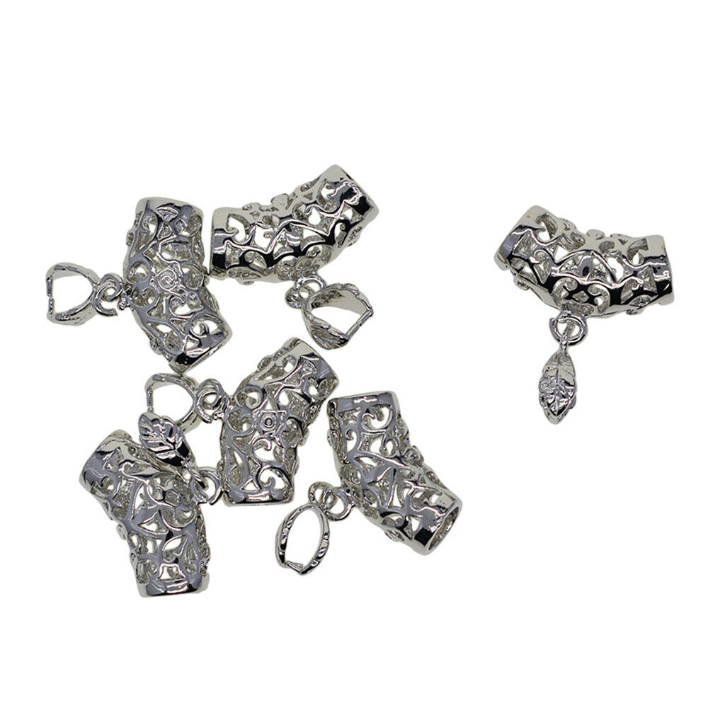 6x Leaf Pinch Bails Silvery Chain Holder Tags Decor DIY Jewelry Making