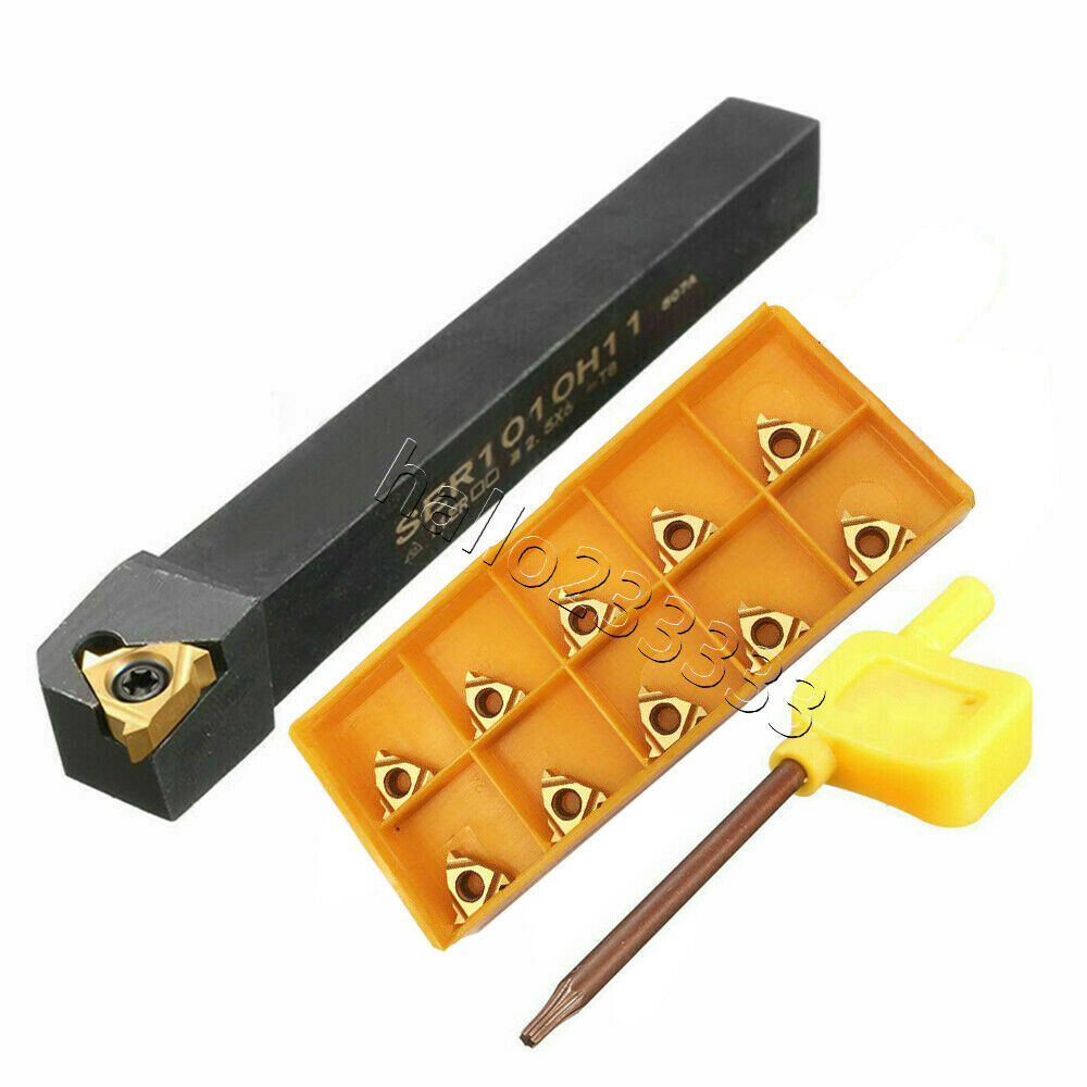 10Pcs 11ER AG60 Threading Insert + SER1010H11 10mm Lathe CNC Cutting Tool Holder