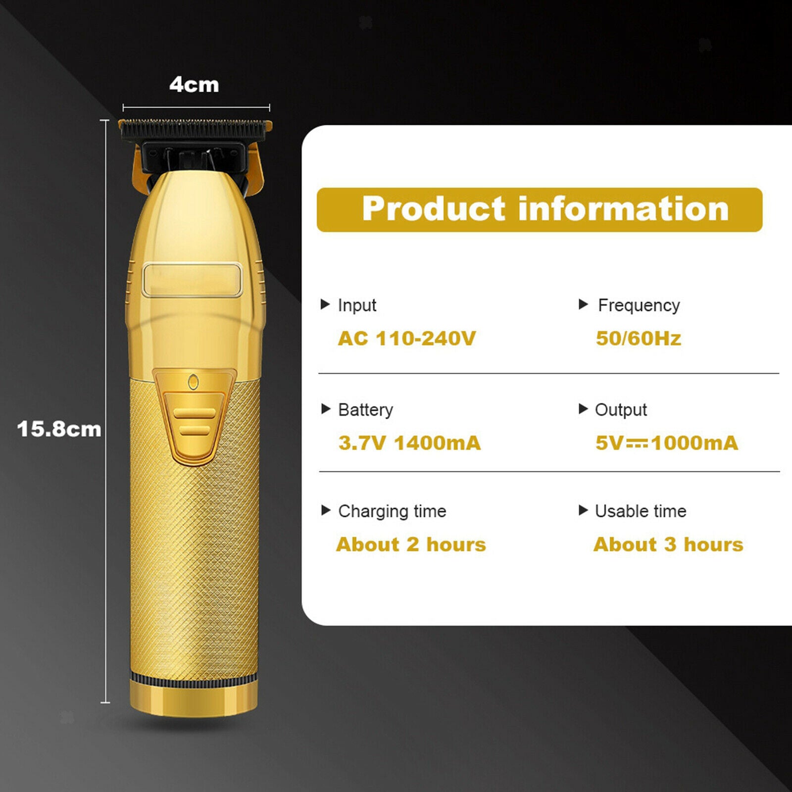 Professional Hair Clipper Electric Cordless Trimmer Shaver Hair Cutting Shaving