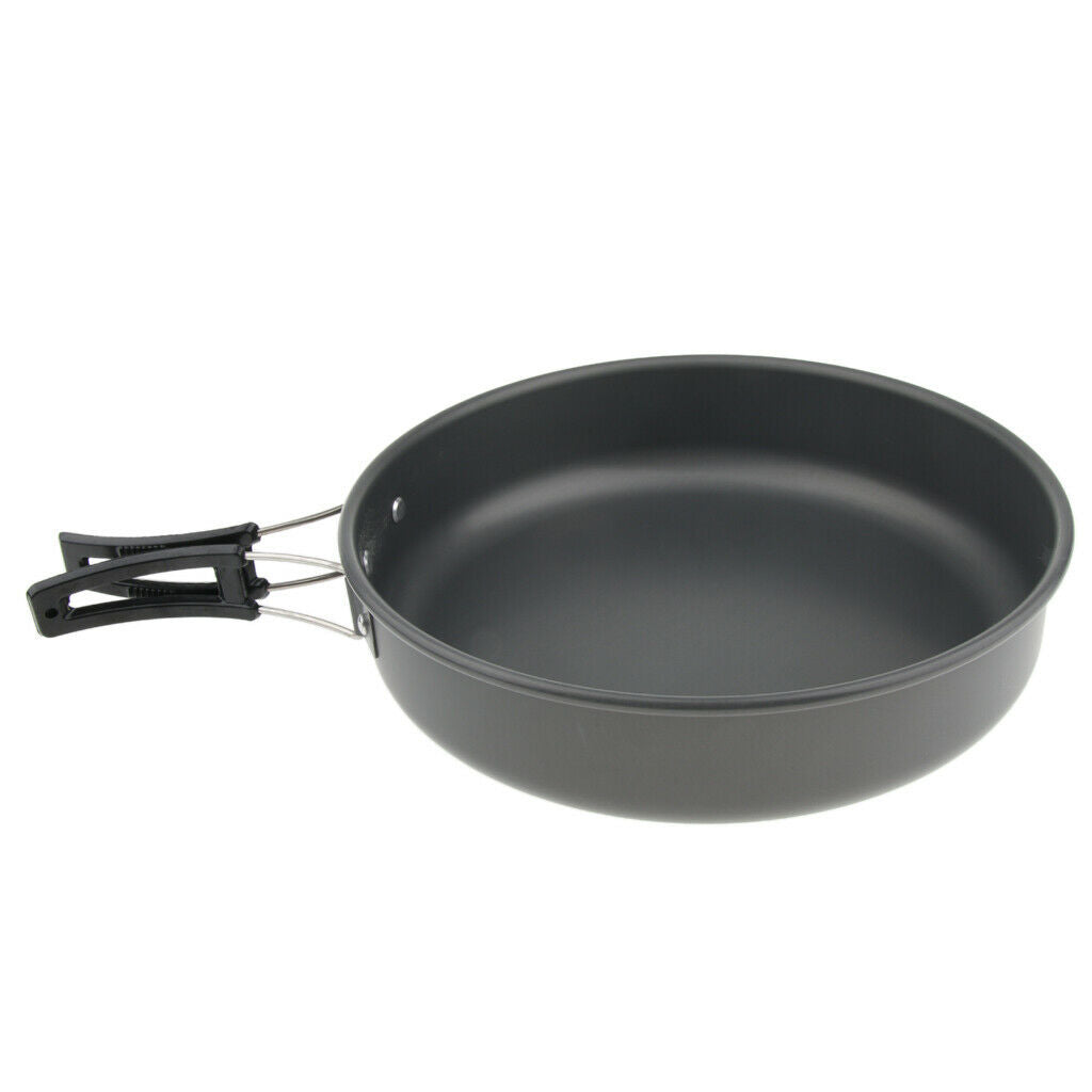 Portable Frying Pan Outdoor Camping Picnic Pot Cookware with Folding Handle
