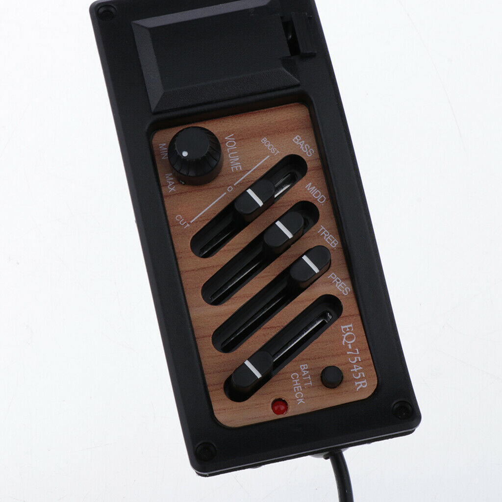 4 Band EQ Acoustic Guitars Preamp Piezo Pickup PRES Bass Middle Treble Control