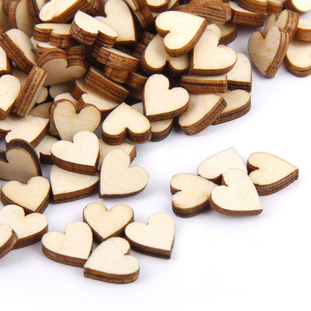 250 Pcs Plain Wooden Love Heart Shapes DIY Art Craft Cardmaking Decoration