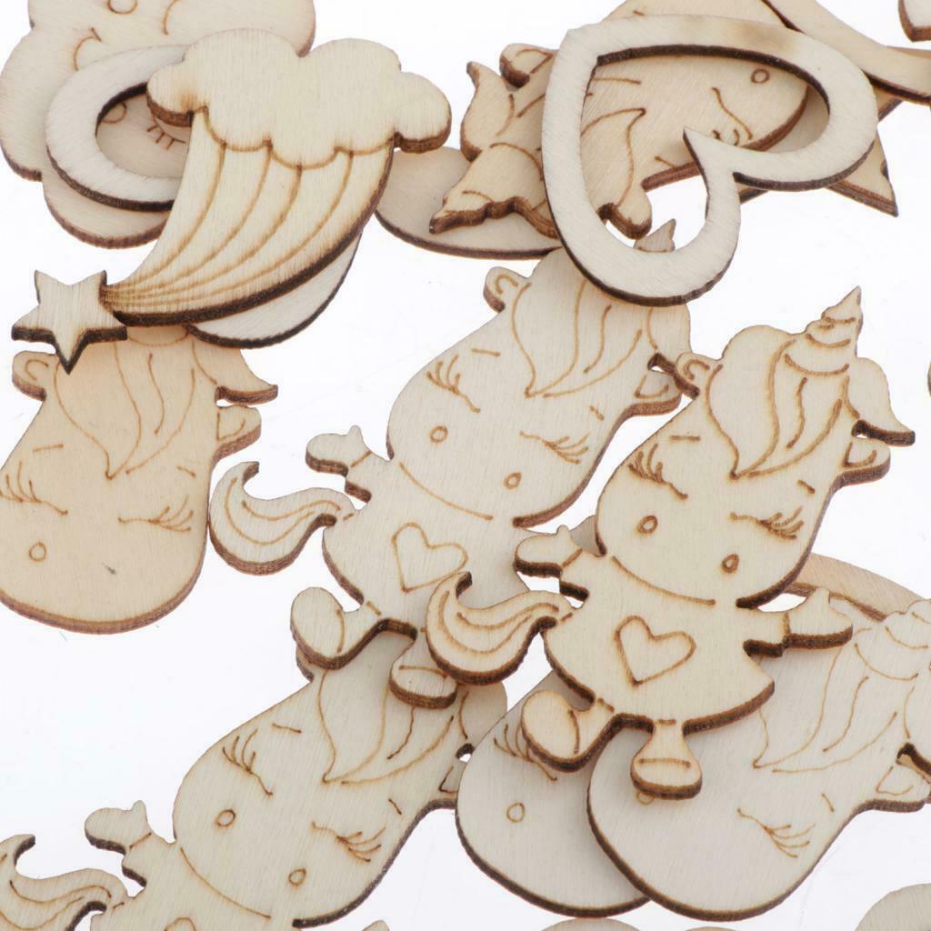 30pcs Wooden Cutouts Heart Shapes Wood Crafts Ornaments Wedding Decorations
