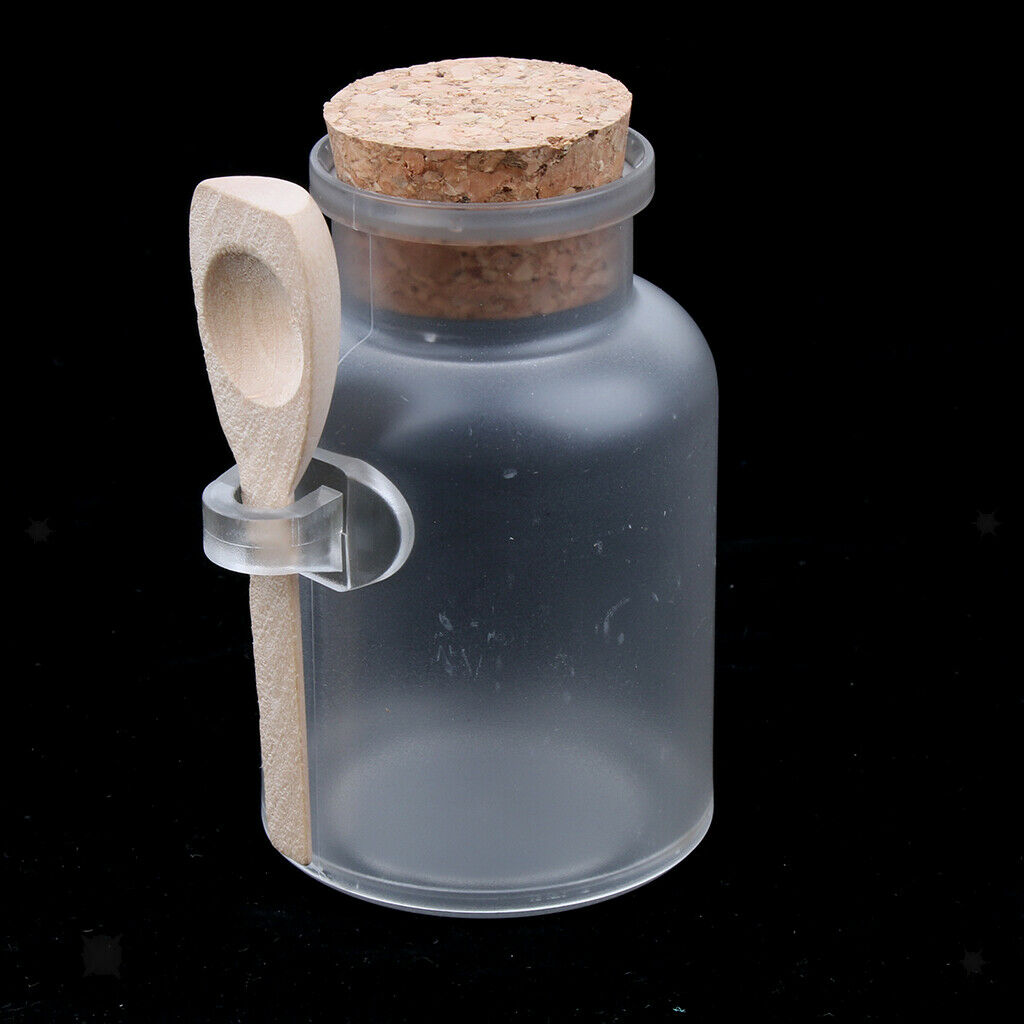 2 PCS Clear Plastic Bath Salt Bottle With Cork and Spoon for Salon Beauty Home