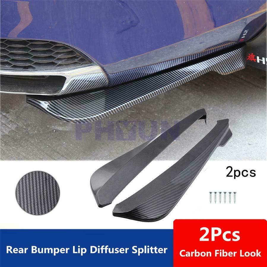 Pair Car Rear Bumper Shovels Splitter Diffuser Valence Spoiler Carbon Fiber Look