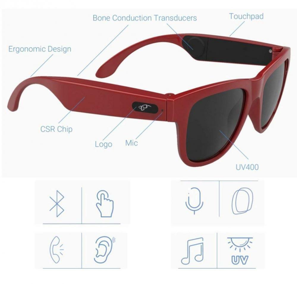 G1 Polarized Sunglasses Bluetooth Bone Conduction Headset SmartTouch Smart Glass