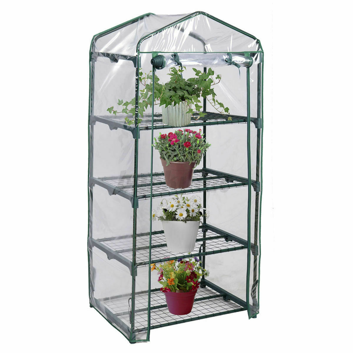 4 Tier Greenhouse Mini Outdoor/Indoor Garden Plant Walk in Grow PVC Cover  *