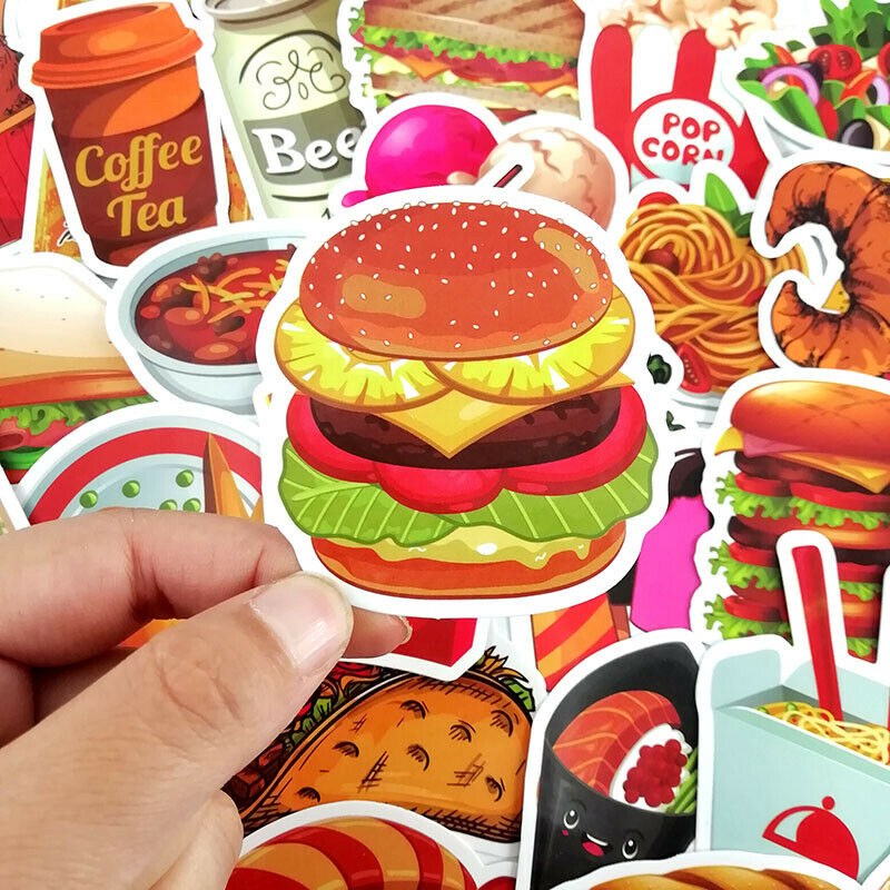 50X Creative colorful food drinks coffee home stickers DIY scrapbook album decor