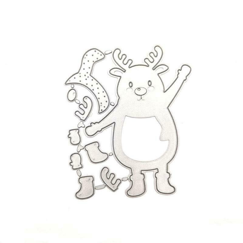 Cute Greeting Christmas Elk Carbon Steel Cutting Dies DIY Scrapbooking Photo