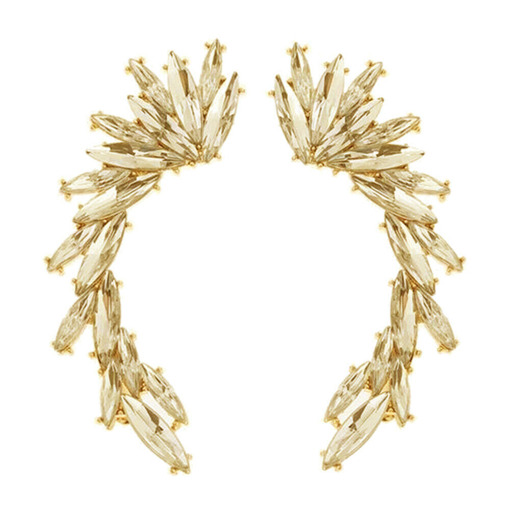 2 Pair Girls Tree Leaf Crystal Rhinestone Ear Cuff Stud Ear Jewelry Gifts