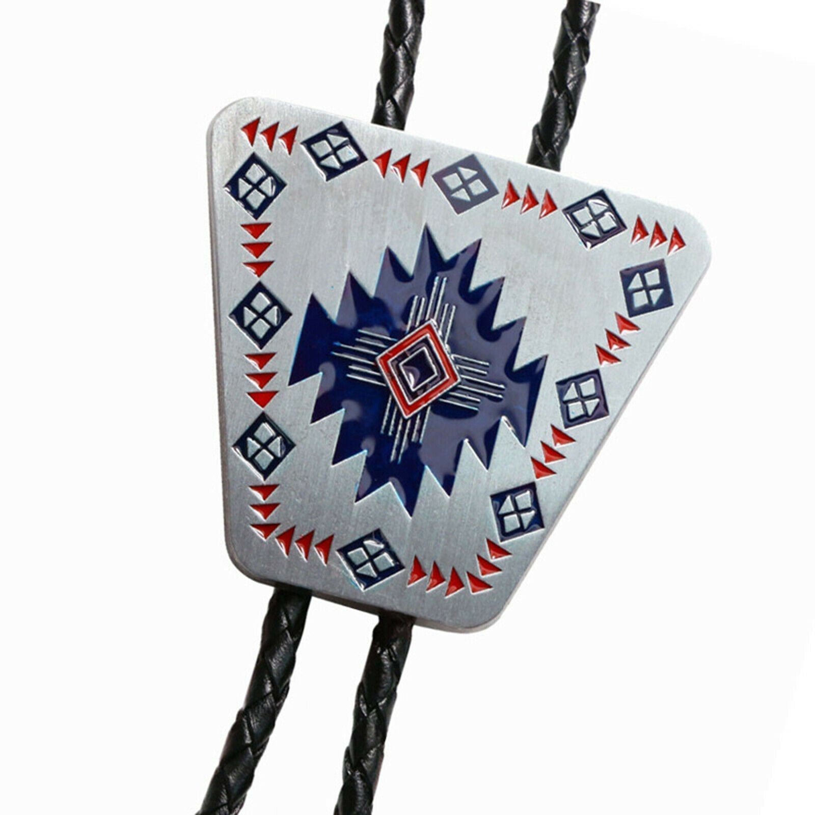 Western  Black Rope Bolo Tie for Men and Women, Native American Leather Bolo Tie