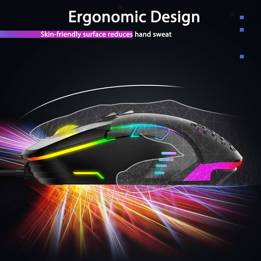 7 Color Backlit Wired Optical USB Gaming Mouse For PC Laptop Computer