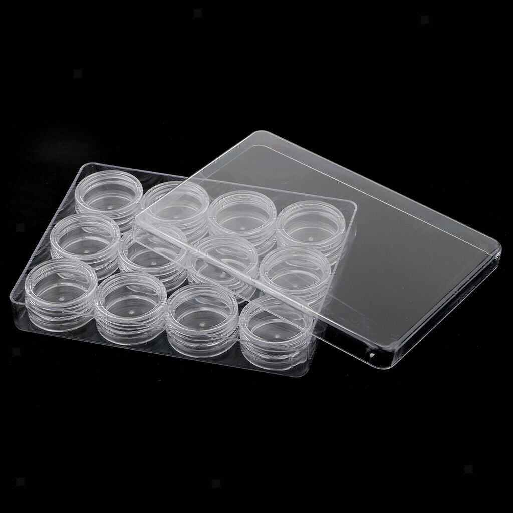 Empty 12 Space Nail Art Tips Decor Rhinestones Beads Storage Clear Box Case