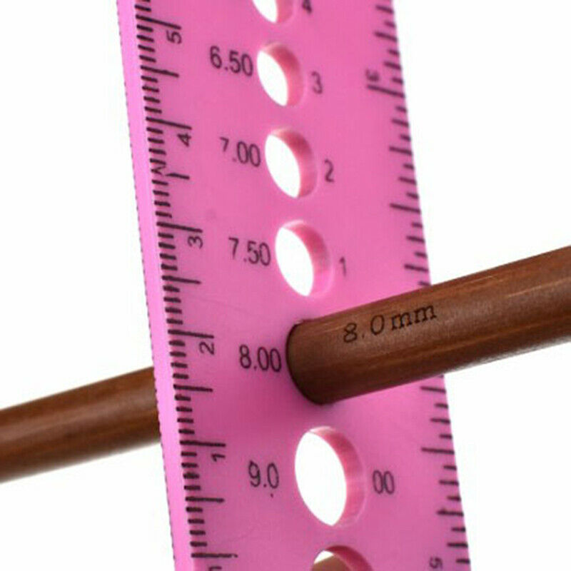 2X All In One Measure Ruler For Knitting Needles 2.0-10.0mm Crochet hook .l8