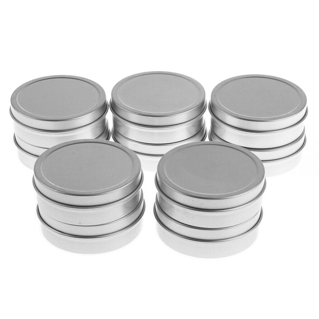 15 Pcs Portable Cosmetics 60ml Aluminum Round Jar for Travel Cosmetic Storage