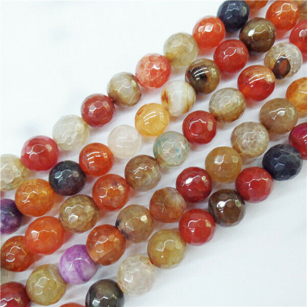 1 Strand 8mm Colorful Dragon Veins Agate Round Ball Loose Beads 15.5inch HH9033