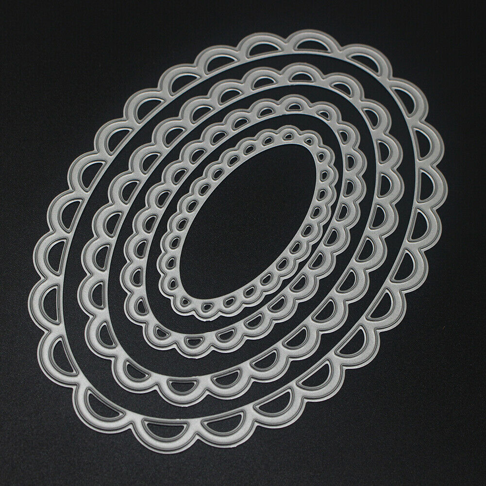 4PCS Oval Cutting Dies Stencil For DIY Scrapbooking Embossing Decor Craft @