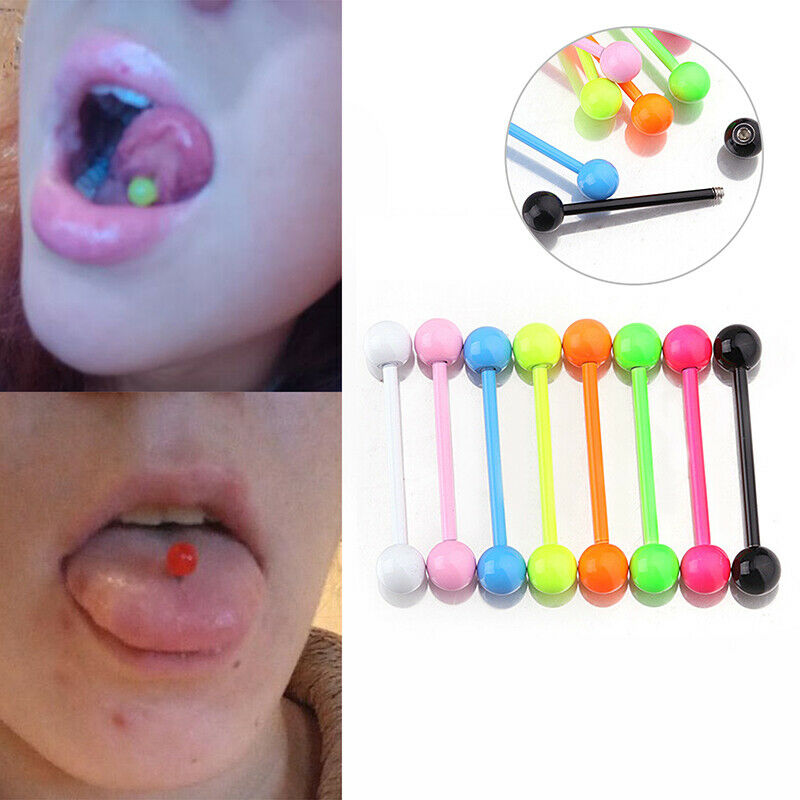 8Pcs Stainless Steel Piercing Tongue Ring Body Piercings Barbell Body Jew.l8