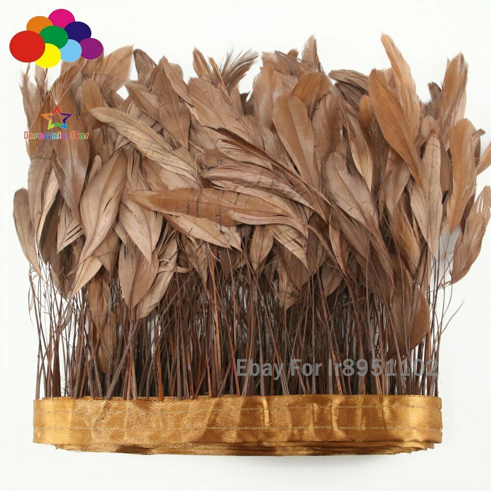 New 4-6Inch Factory 10 Meter Brown Stripped Rooster Coque Tail Feathers Trims