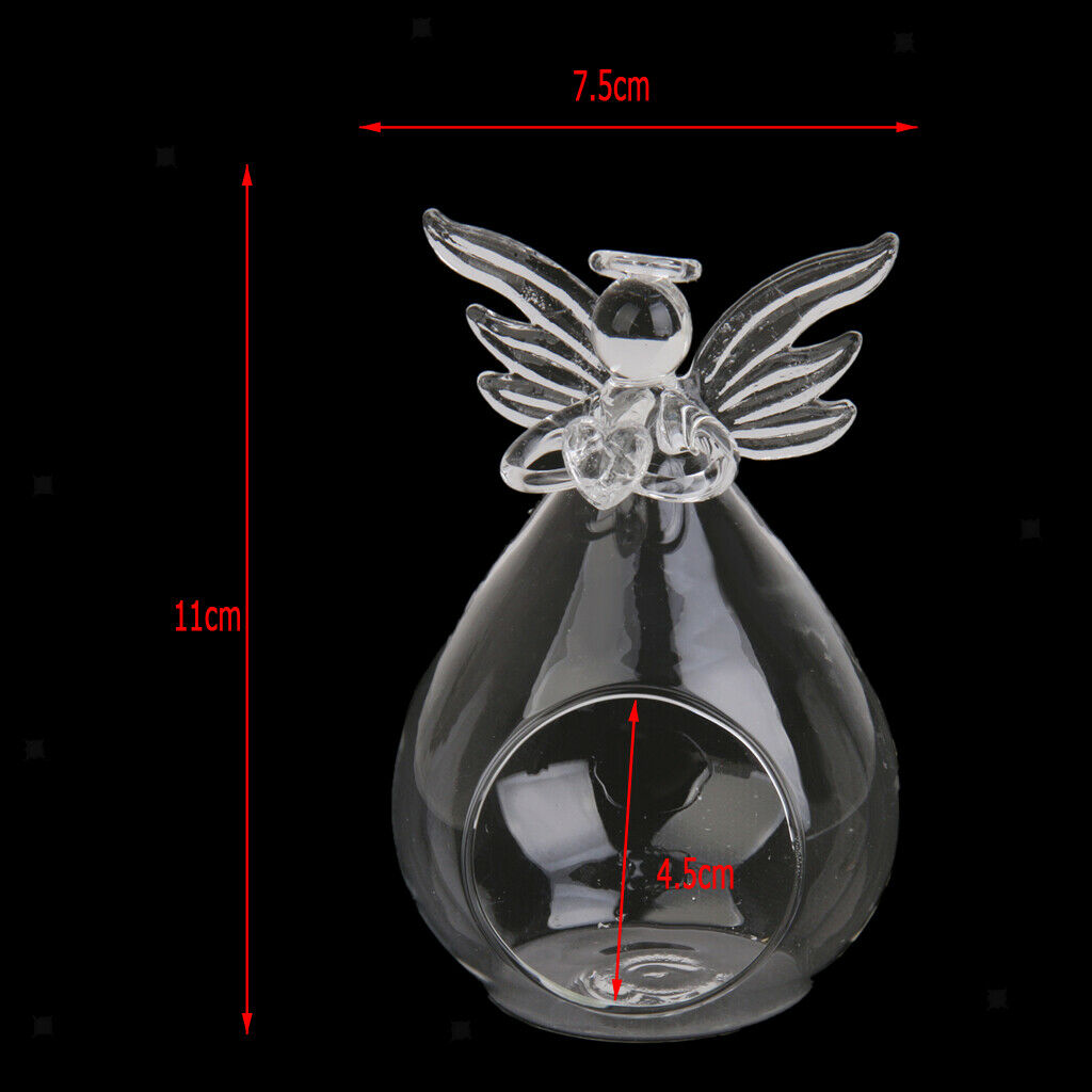 Angel Wing Glass Tea Light Candle Holder Cactus Planter Vase Terrarium Decor