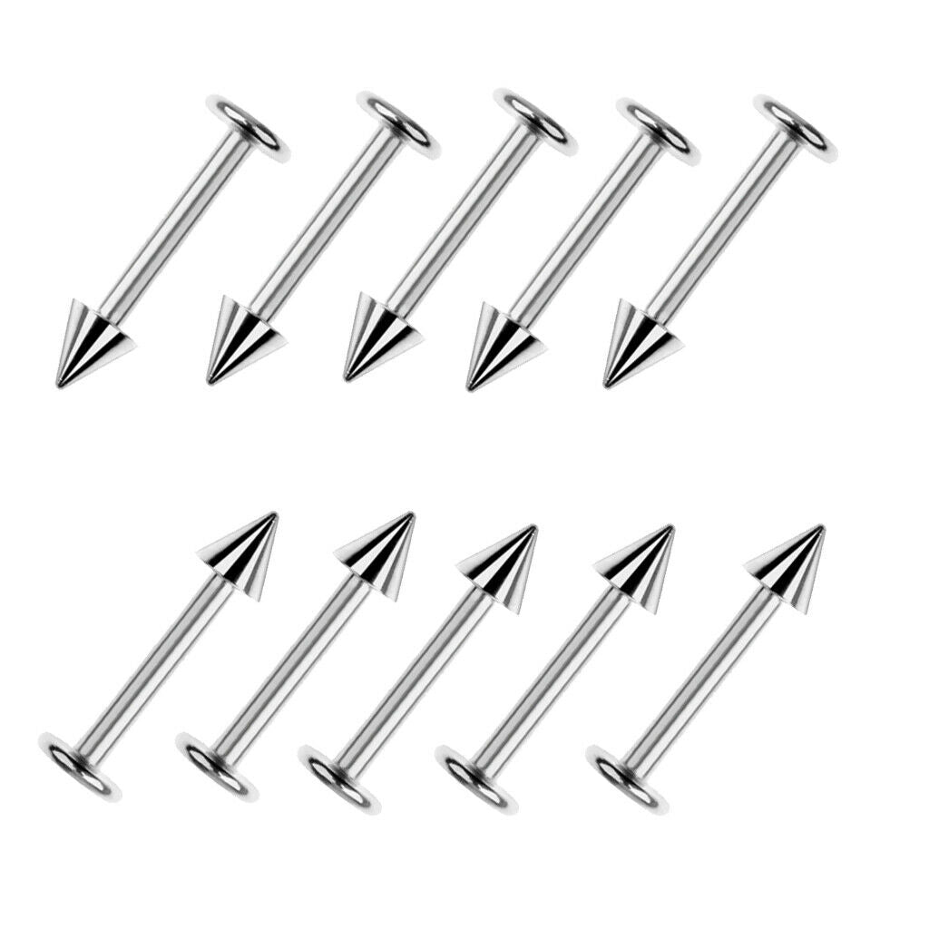 10PCs Labret Spick  Steel Body Jewelry Lip Chin Rings
