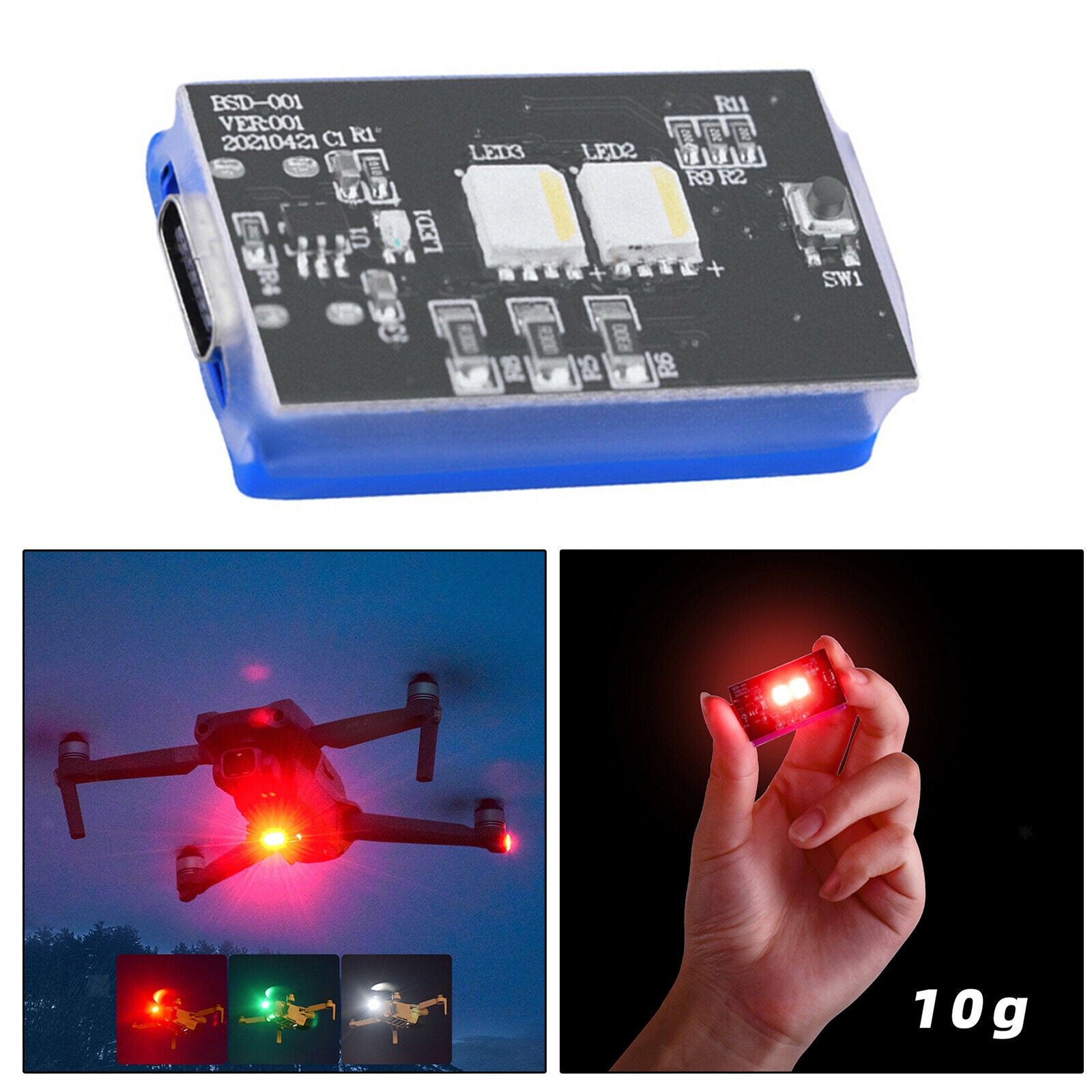 Drone Strobe Lights 3 Colors 10 Modes FAA for DJI Mavic Air 2S Flash Warning