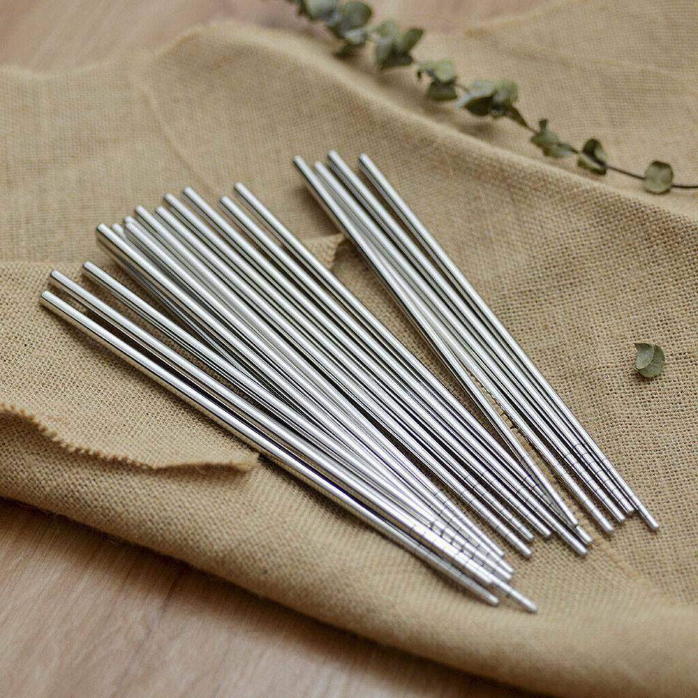 Stainless Steel Chopsticks Metal Korean Chinese Food Nonslip Chop Stick 23cm