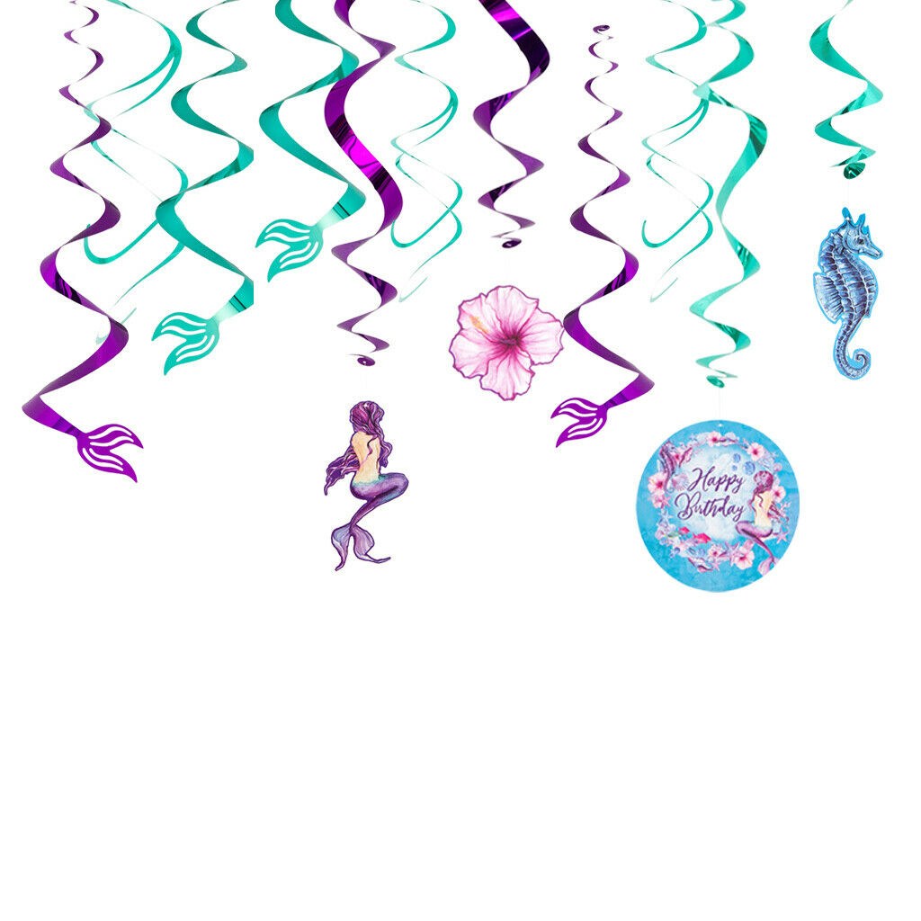 Mermaid Hanging Swirls Party Decorations For Kids Birthday Baby Shower