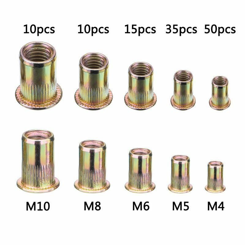 M4  M5 M6 M8 M10 Set Rivet Nut Kit Mixed Zinc Steel  Insert Nutsert Threaded 120