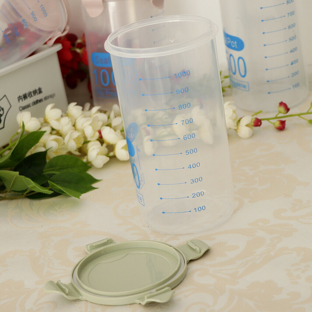 4Pcs Dry Food Storage Container With Scoop Plastic Cereal Pet Dog Cat Dispenser