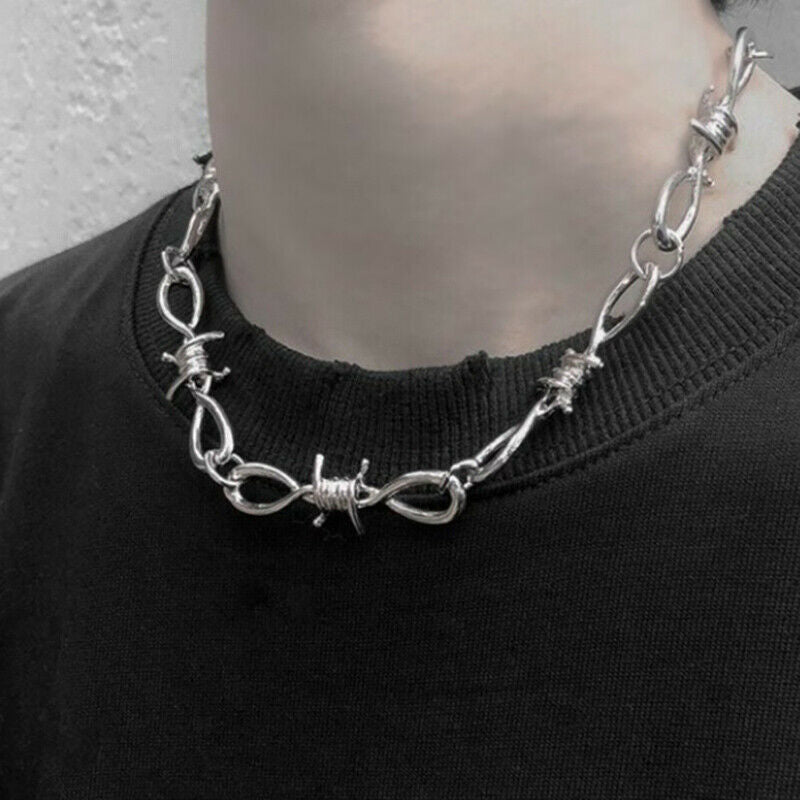 Punk Women Men Thorns Chain Pendant Choker Necklace Hip Hop Jewelry Gift .l8