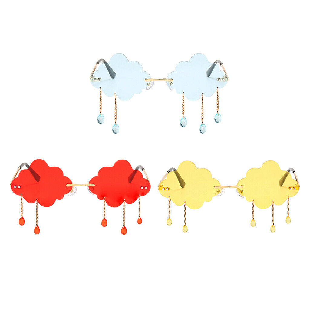 3pcs Trendy Cloud Shaped Sunglasses Tinted Lens Sun Glasses Rave Eyewear