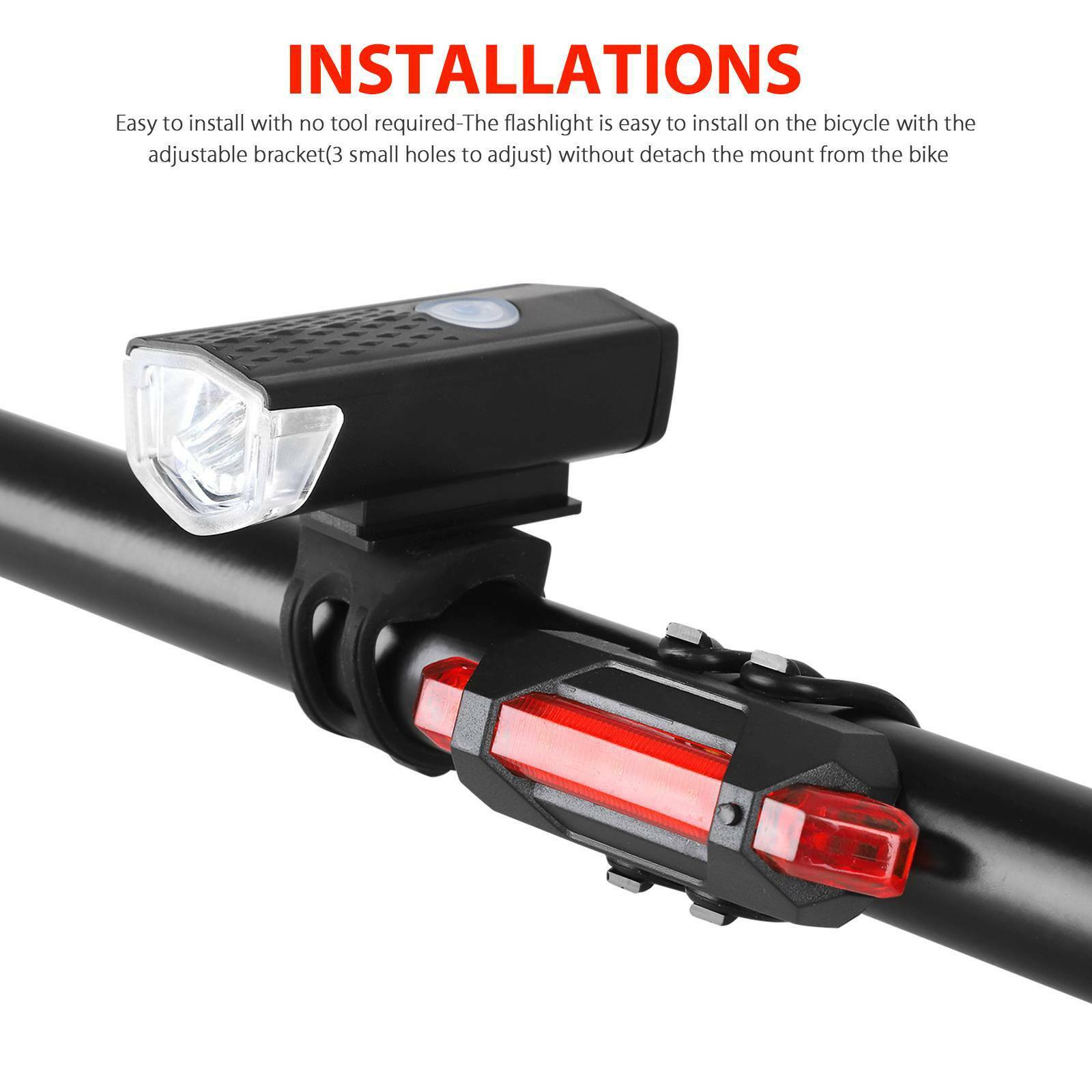 8000 Lumen Rechargeable Mountain Bike Lights Bicycle Torch Front & Rear Lamp Set