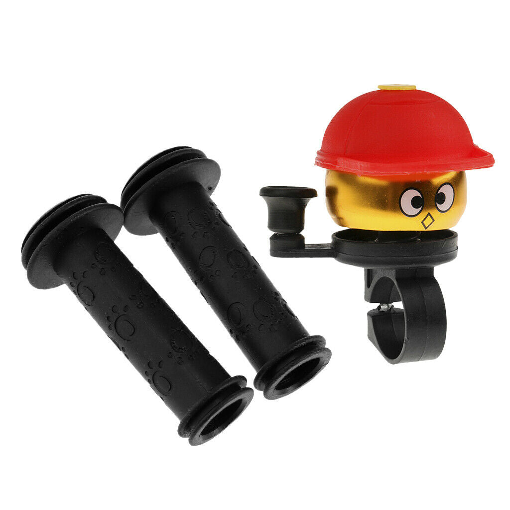 110mm Non-slip Rubber Kids Bicycle Handlebar Grips And  Bell Bell