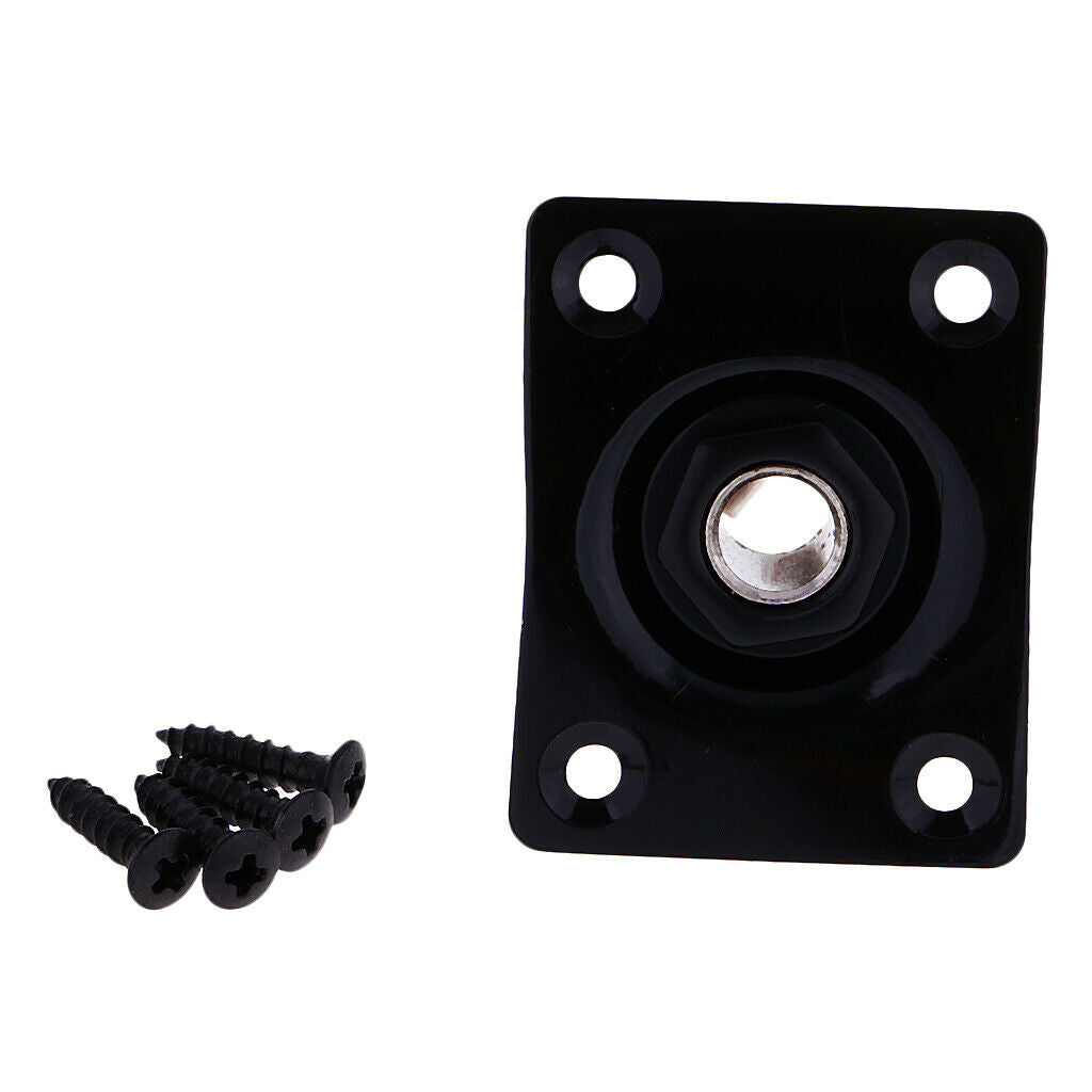 Rectangle Output Input Jack Plate Socket Plug for Electric Guitar Bass Black