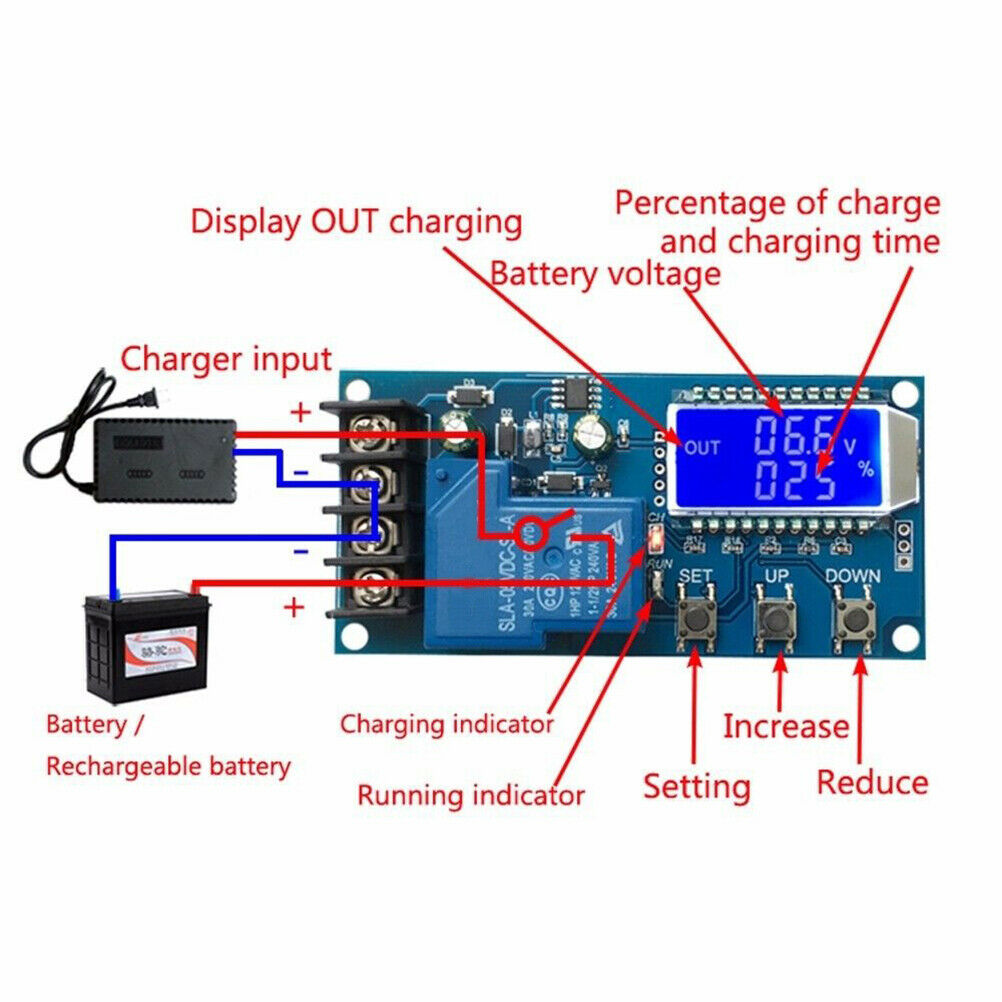 30A 6-60V Charging Control Module LCD Display Protection Board Lithium Batter Qx