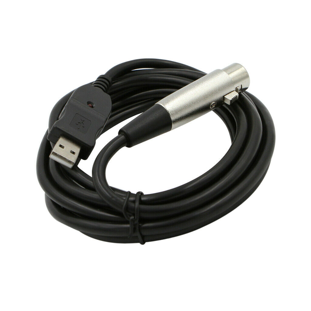 USB to XLR Microphone Instrument Karaoke Cable 3 Meters/  Black