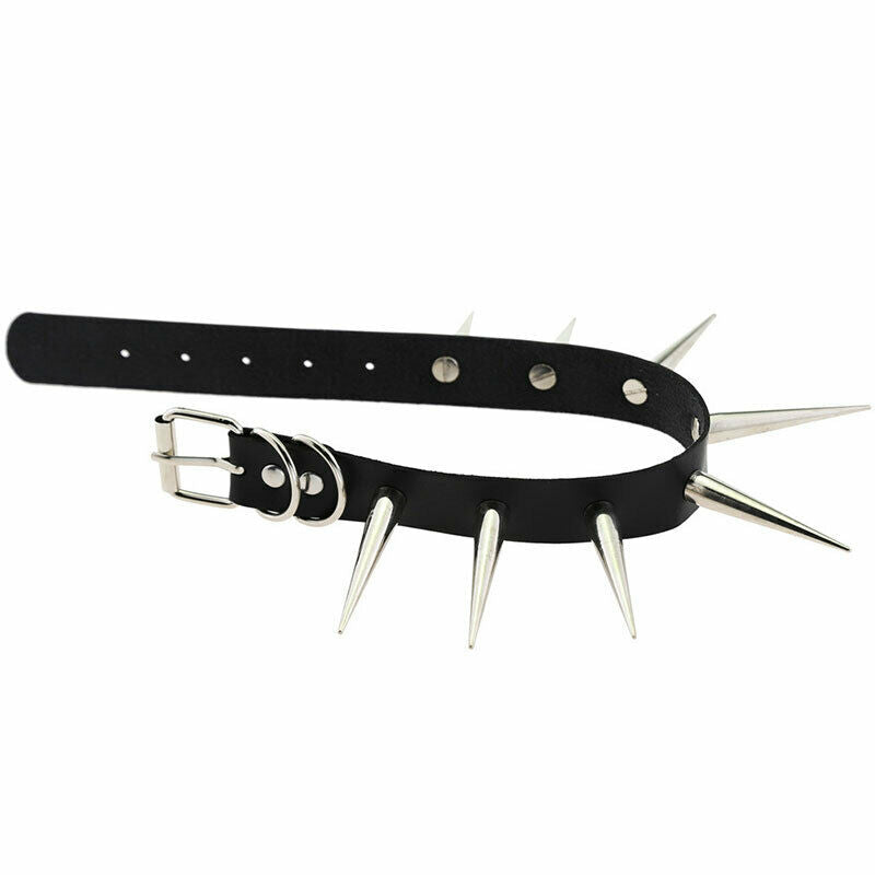 Metal Spike Rivets Rock Gothic Chokers PU Leather Stud Collar Choker Necklac Qx