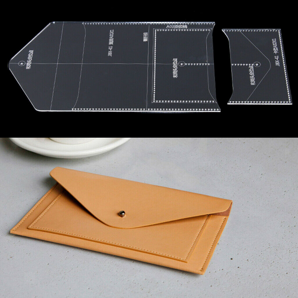 2Pcs   Clear   Acrylic   Wallet   Pattern   Stencil   Template   Purse   Leather