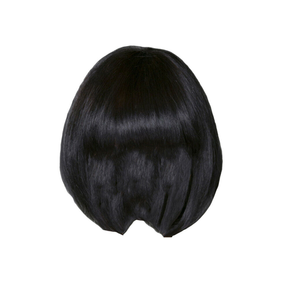 12'' Women Short Straight Synthetic Bob Full Hair Wigs With Bangs + Wig