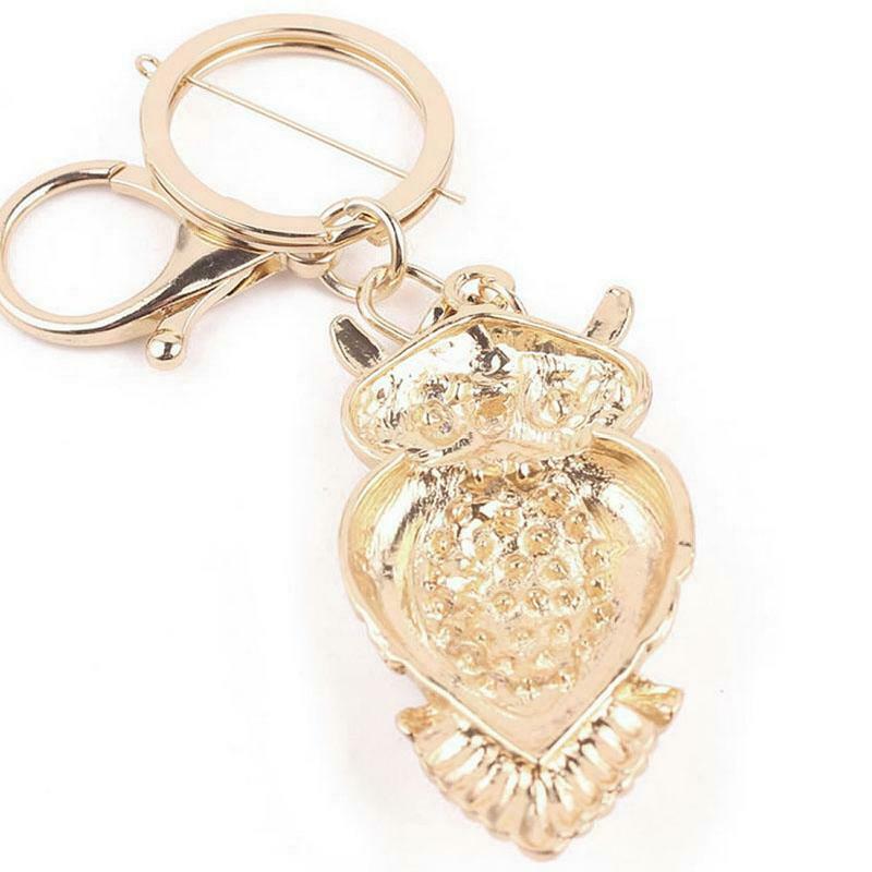 Owl Crystal Keyring Charm Pendant Handbag Purse Bag Key Ring Chain Keychain Gift