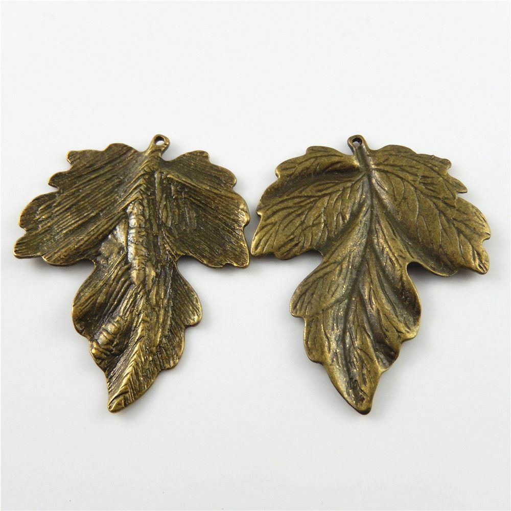 6pcs/lot Antiqued Bronze Leaves Shape Zinc Alloy Crafts Pendant Charms 63*50*3mm