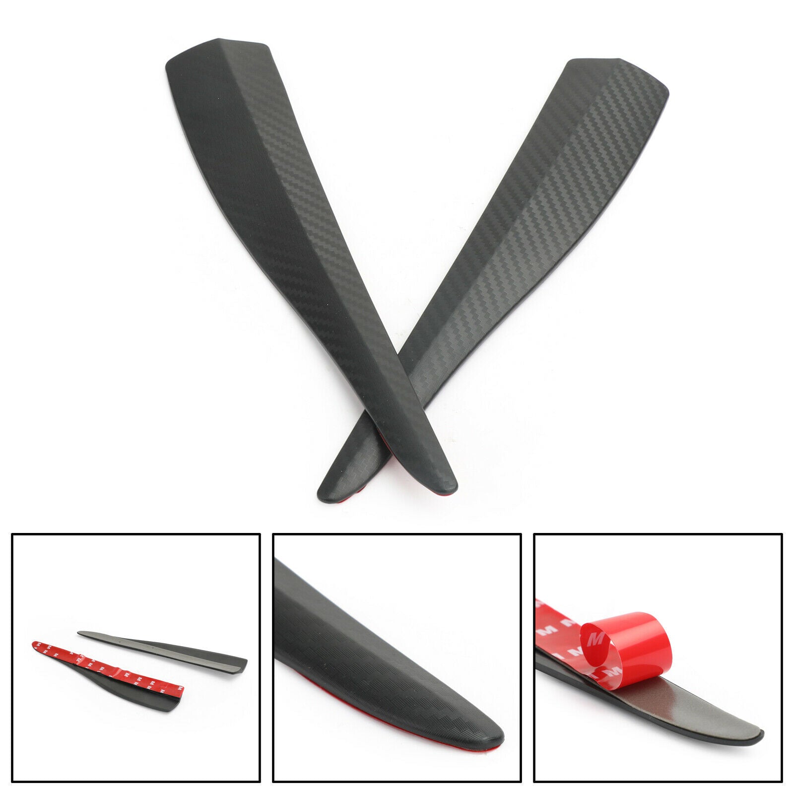2pcs 36cm Rubber Car Front Rear Bumper Lip Anti-collision Strip Carbon Fiber CN