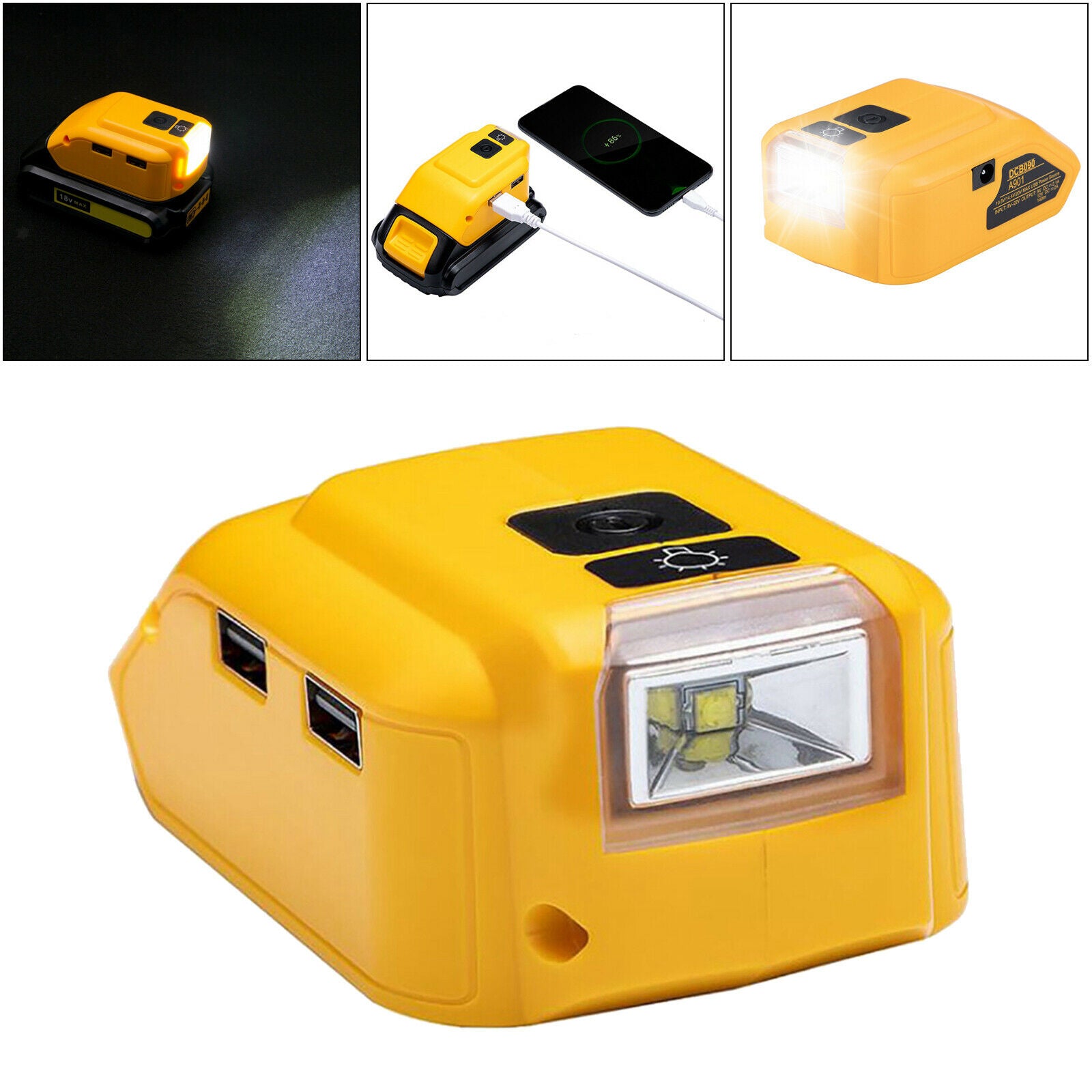 Dual USB Power Source for  Tools Convert Li-ion Battery and LED Light