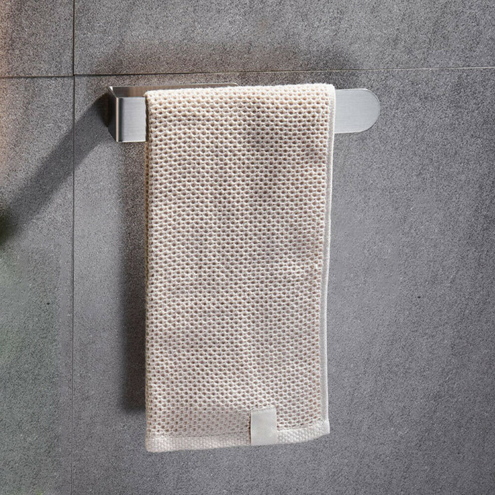 Wall-mounted Towel Rack Anti-rust Stainless Steel Shelf Bath Hanging Holder @