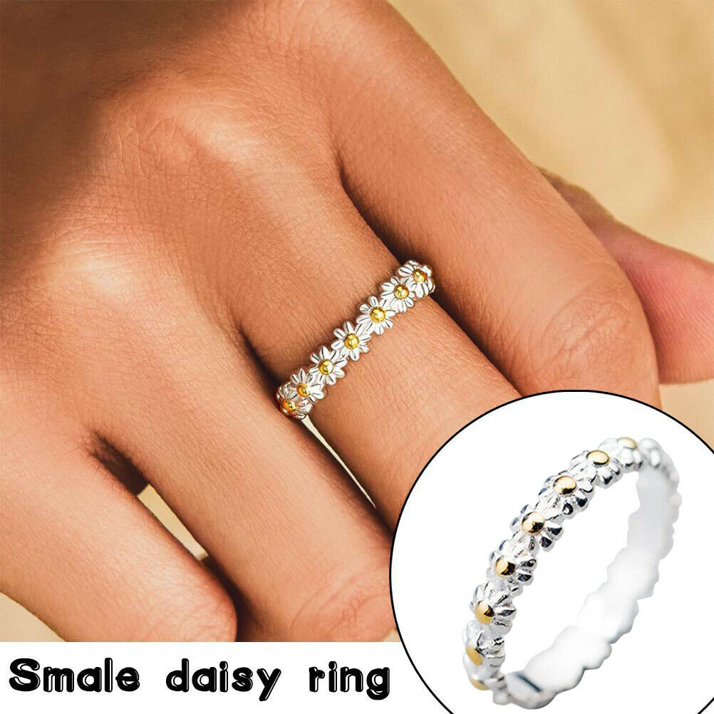 Sweet Cute Daisy Flower Ring Adjustable Open Finger Ring Gift for Women Ladies