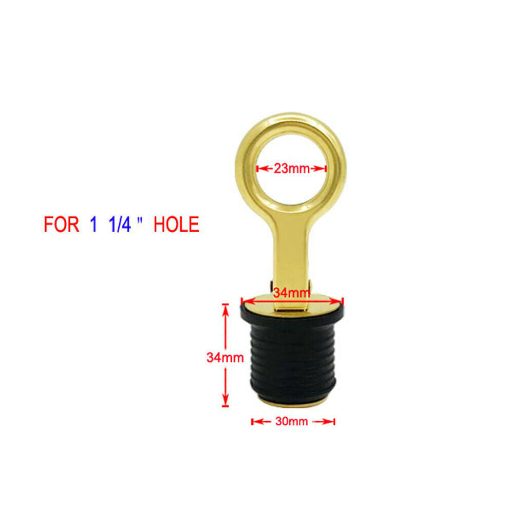1.26"  Rubber + Brass Snap Flip Style Boat Hull Livewell Drain Plug Bass